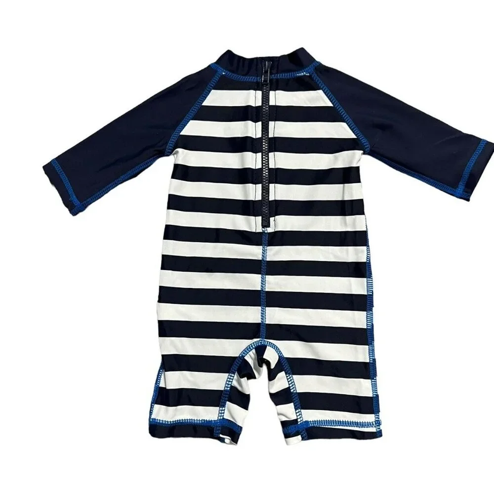 Koala Kids NEWBORN Striped Whale Appliqué Rashguard Swim Suit